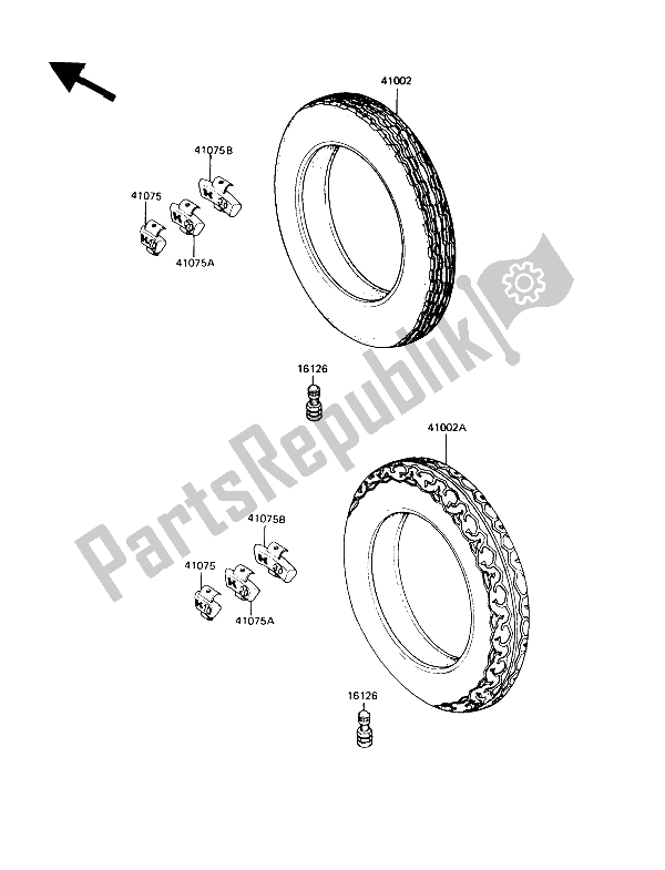 Tutte le parti per il Pneumatici del Kawasaki GPZ 900R 1989