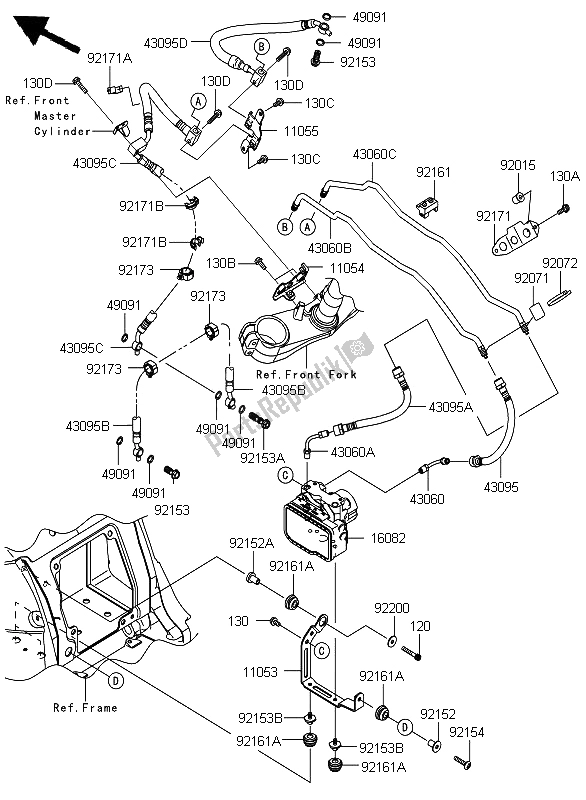 Tutte le parti per il Tubazioni Del Freno del Kawasaki ZZR 1400 ABS 2012