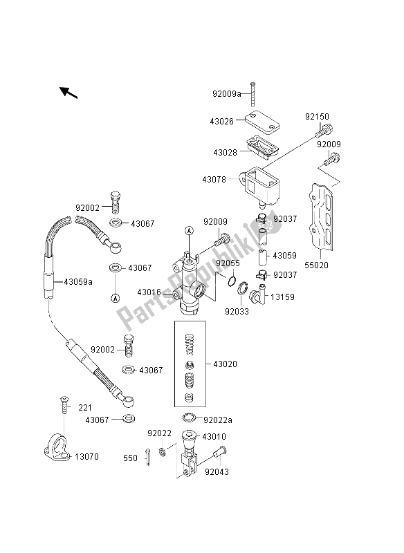 Todas as partes de Cilindro Mestre Traseiro do Kawasaki KLX 300R 1997