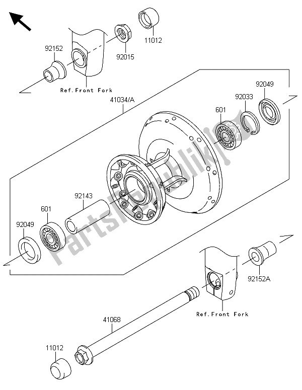 All parts for the Front Hub of the Kawasaki W 800 2013