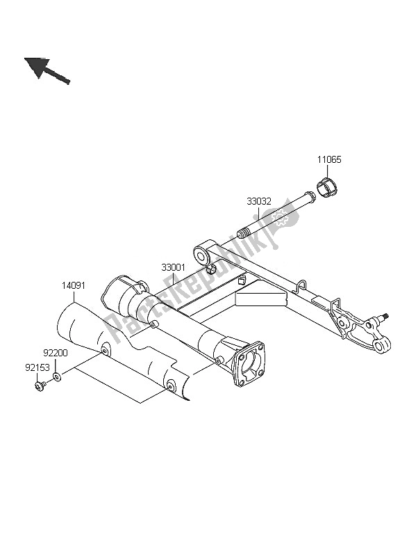 All parts for the Swingarm of the Kawasaki VN 1600 Mean Streak 2005