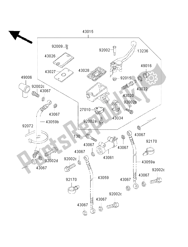 Tutte le parti per il Pompa Freno Anteriore del Kawasaki ZZ R 600 2002