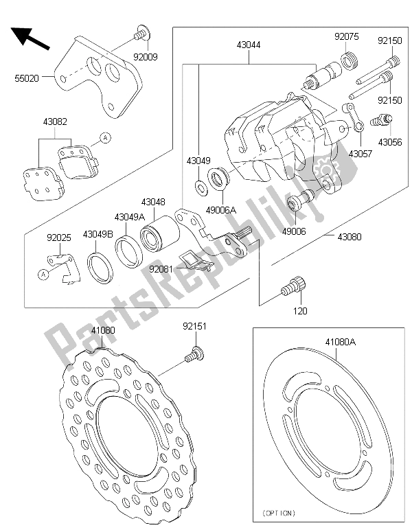 All parts for the Rear Brake of the Kawasaki KX 85 LW 2015