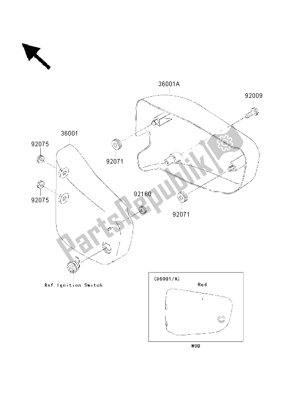 All parts for the Side Covers of the Kawasaki VN 1500 Drifter 2001