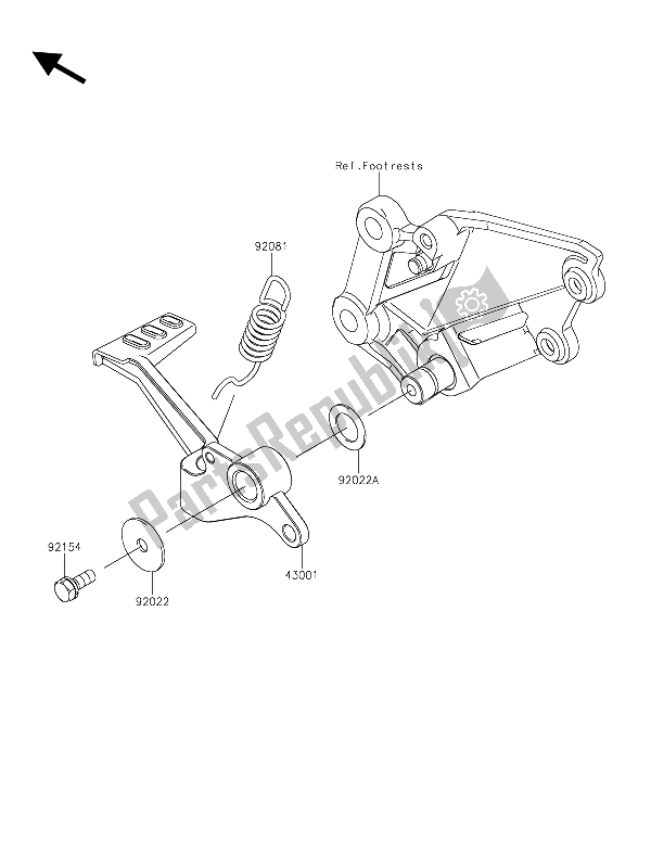 Alle onderdelen voor de Rempedaal van de Kawasaki Z 300 ABS 2015