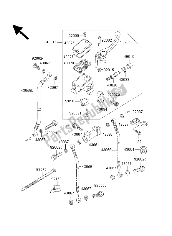 Tutte le parti per il Pompa Freno Anteriore del Kawasaki GPZ 500S 2003