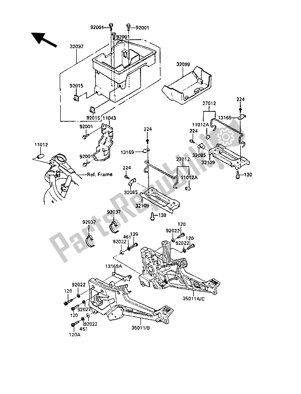 Tutte le parti per il Custodia Della Batteria del Kawasaki GPZ 900R 1987