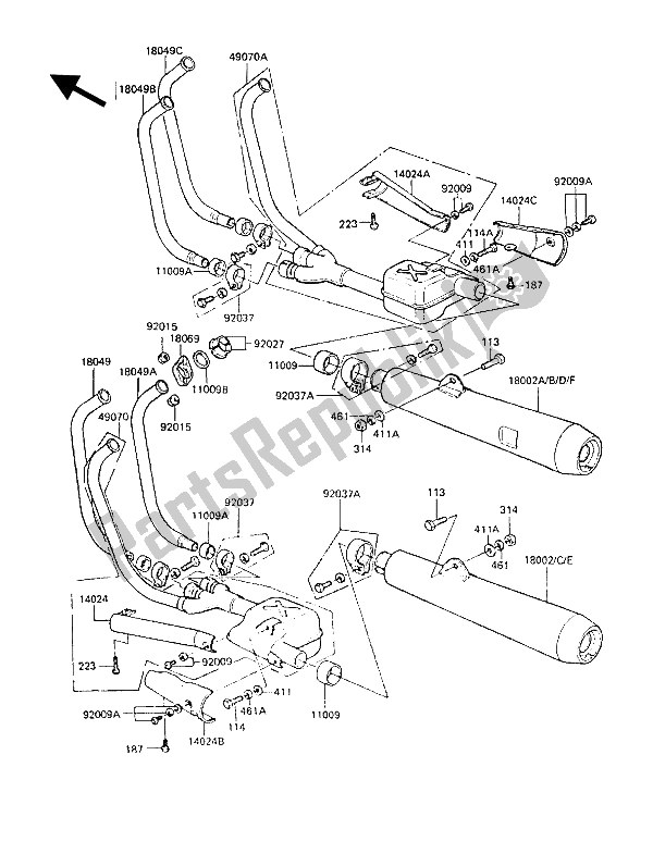 Tutte le parti per il Silenziatore (s) del Kawasaki Z 1300 1988