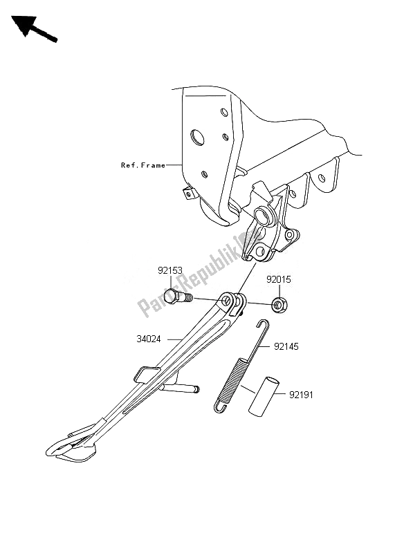 All parts for the Stand of the Kawasaki Z 750 2007