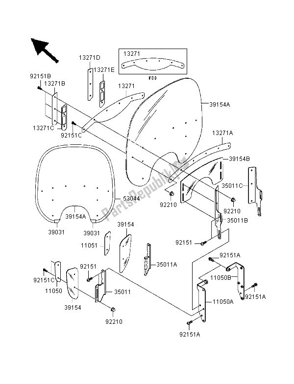 All parts for the Cowling of the Kawasaki VN 1500 Classic Tourer 1998