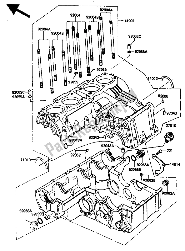 Todas las partes para Caja Del Cigüeñal de Kawasaki ZX 750 1985
