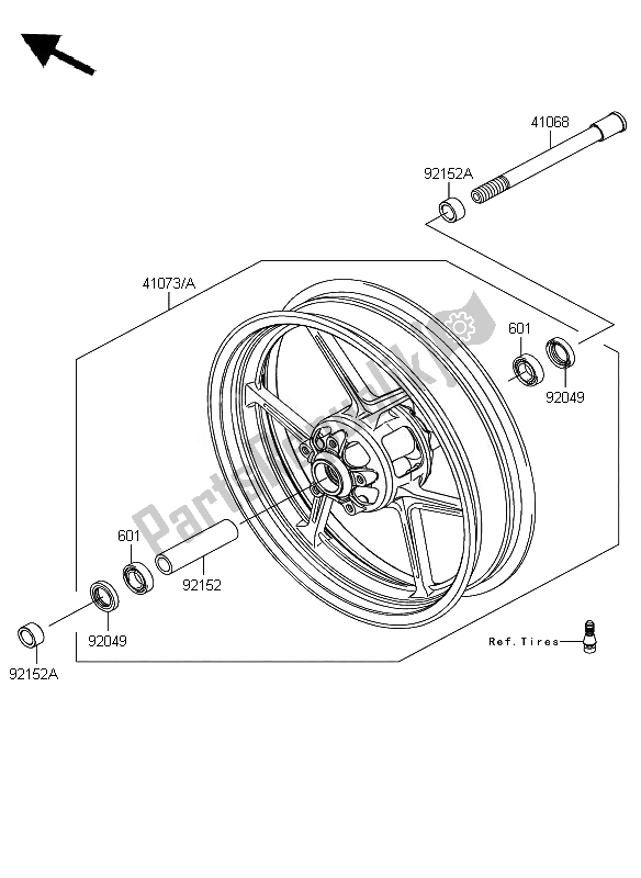 Toutes les pièces pour le Moyeu Avant du Kawasaki Z 750 ABS 2007