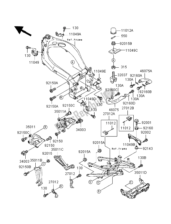 Wszystkie części do Wspornik Elektryczny Kawasaki Ninja ZX 7R 750 1996