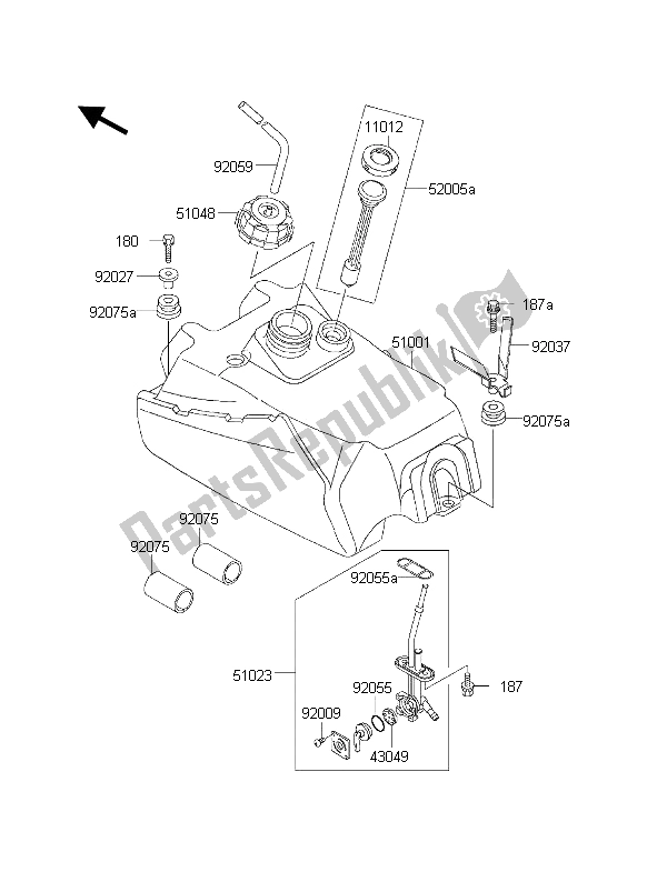 Tutte le parti per il Serbatoio Di Carburante del Kawasaki KLF 300 2001