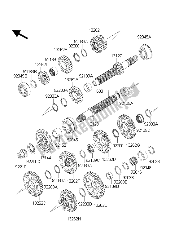 Todas las partes para Transmisión de Kawasaki Ninja ZX 10 RR 1000 2004