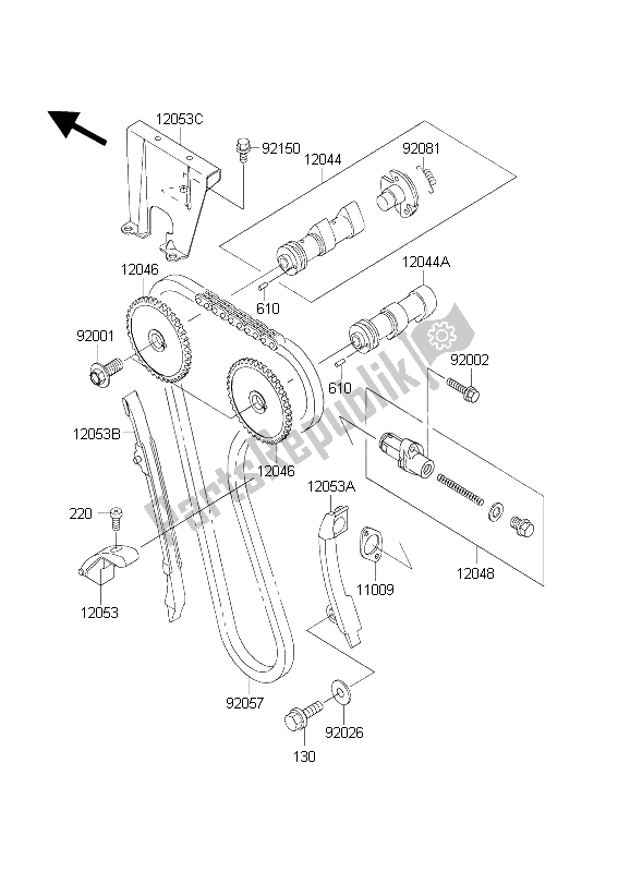 Wszystkie części do Wa? Ek (y) Rozrz? Du I Napinacz Kawasaki KLR 650C 2003