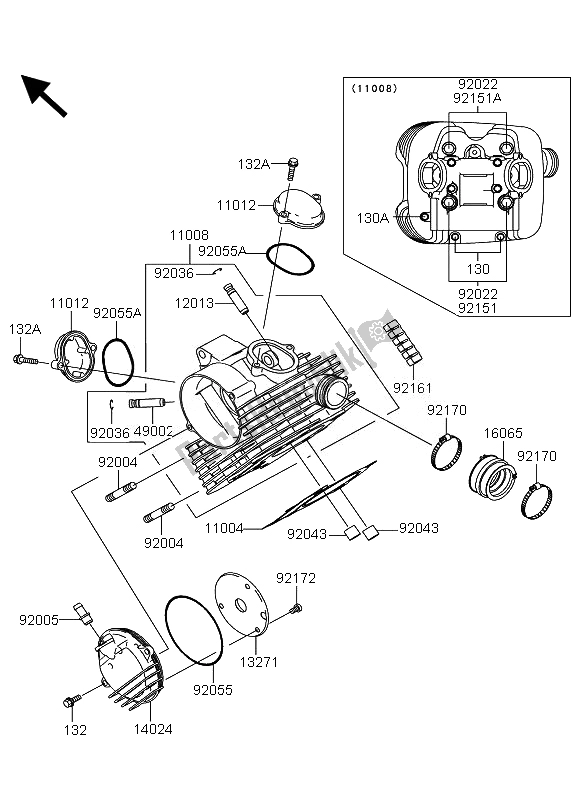 All parts for the Cylinder Head of the Kawasaki KVF 360 2007