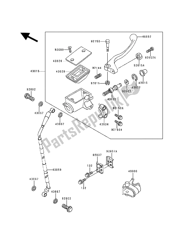 Tutte le parti per il Pompa Freno Anteriore del Kawasaki KX 500 1992