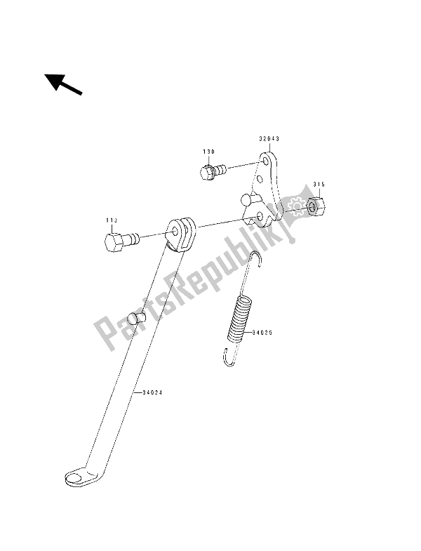 Tutte le parti per il In Piedi del Kawasaki KX 60 1990