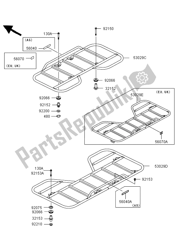 Todas las partes para Portador de Kawasaki KVF 360 4X4 2009