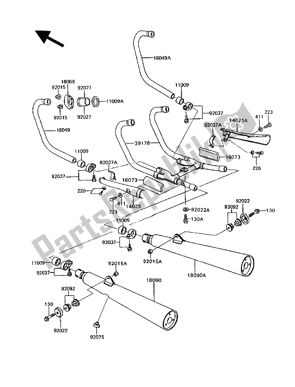 Todas as partes de Silencioso (s) do Kawasaki GT 750 1994