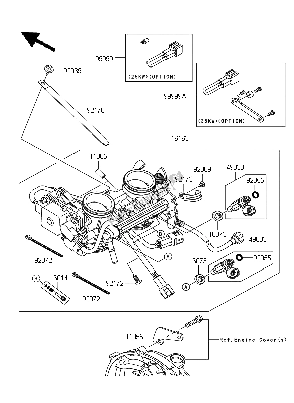 All parts for the Throttle of the Kawasaki ER 6F ABS 650 2009