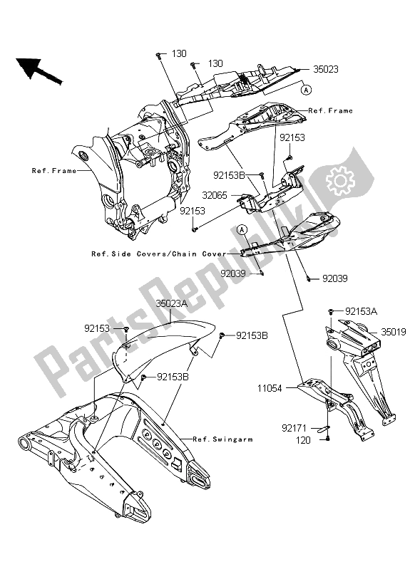 Wszystkie części do Tylny B? Otnik Kawasaki Ninja ZX 10R 1000 2008