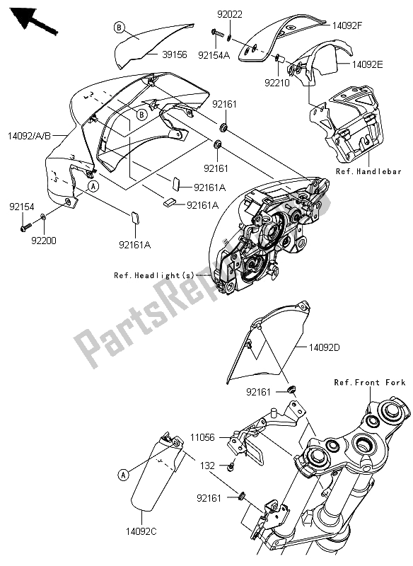 All parts for the Cowling of the Kawasaki ER 6N 650 2012