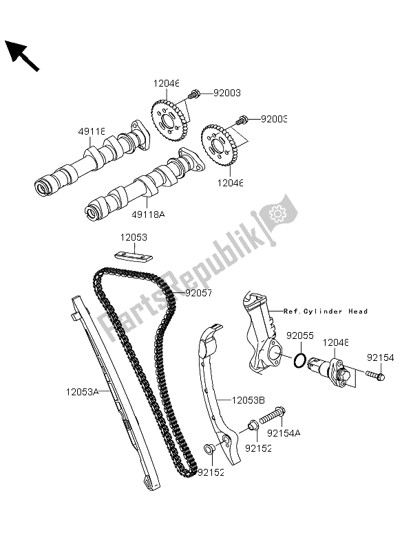 Alle onderdelen voor de Nokkenas (sen) En Spanner van de Kawasaki Versys ABS 650 2013