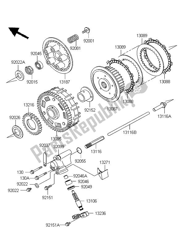 All parts for the Clutch of the Kawasaki W 650 2004