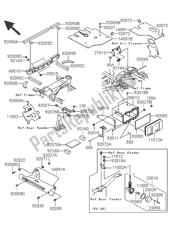 All parts for the Frame Fittings of the Kawasaki KVF 360 2005