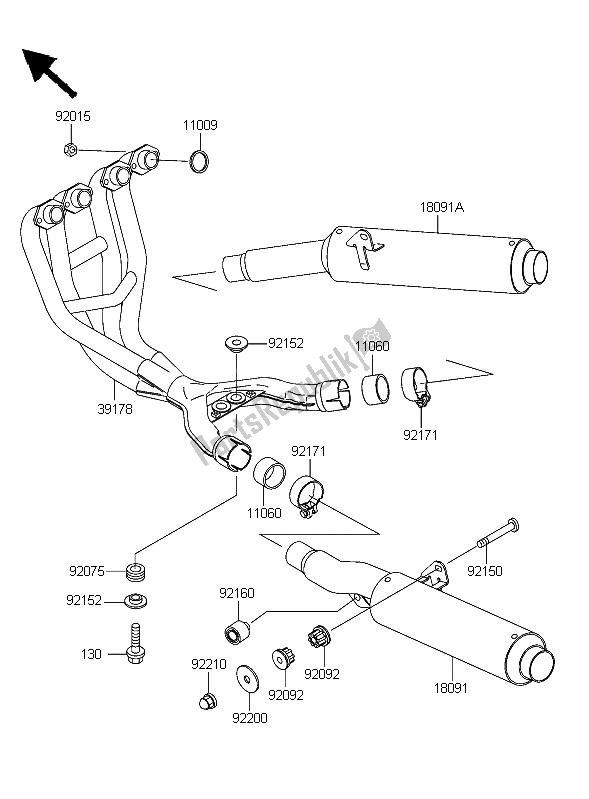 All parts for the Muffler of the Kawasaki ZZR 600 2006