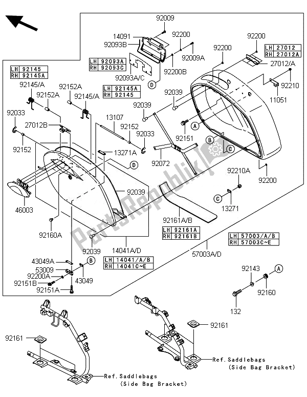 All parts for the Saddlebags (side Bag) of the Kawasaki VN 1700 Voyager Custom ABS 2014