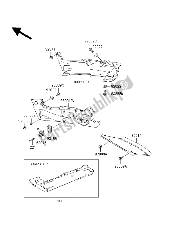 All parts for the Side Covers & Chain Cover of the Kawasaki ZZ R 600 1997