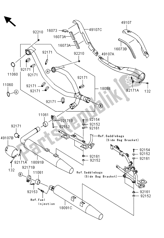 All parts for the Muffler(s) of the Kawasaki VN 1700 Voyager Custom ABS 2013