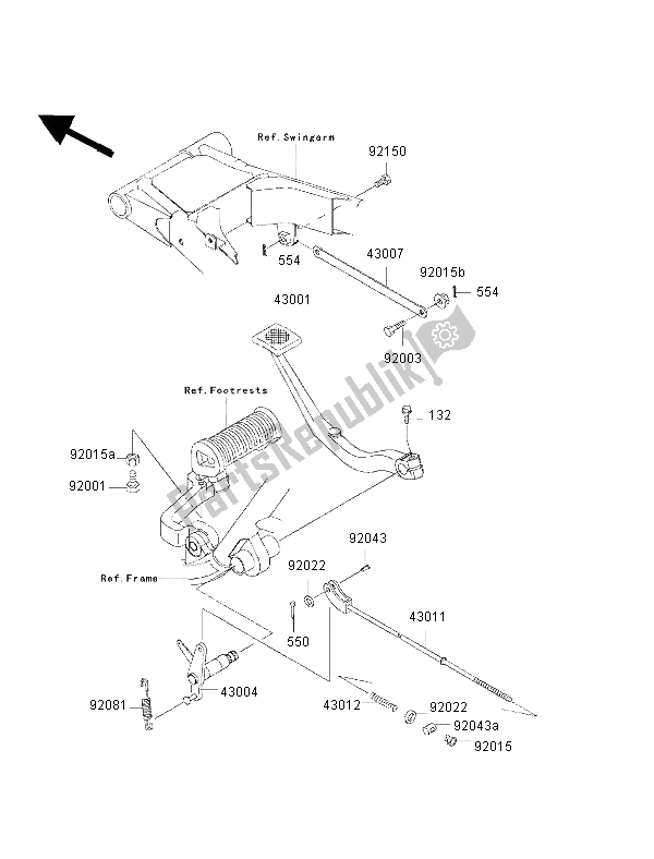 Toutes les pièces pour le Pédale De Frein du Kawasaki W 650 2002