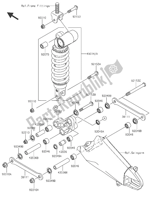 All parts for the Suspension & Shock Absorber of the Kawasaki Ninja ZX 6R 600 2016