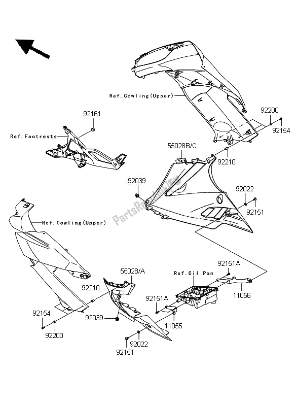 Tutte le parti per il Il Cofano Si Abbassa del Kawasaki ER 6F ABS 650 2010