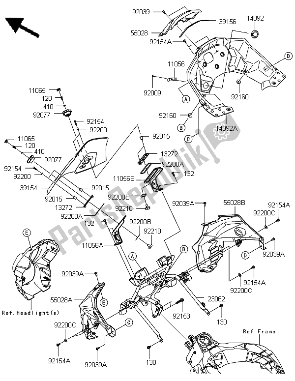 Todas las partes para Carenado (superior) de Kawasaki Versys 1000 2012