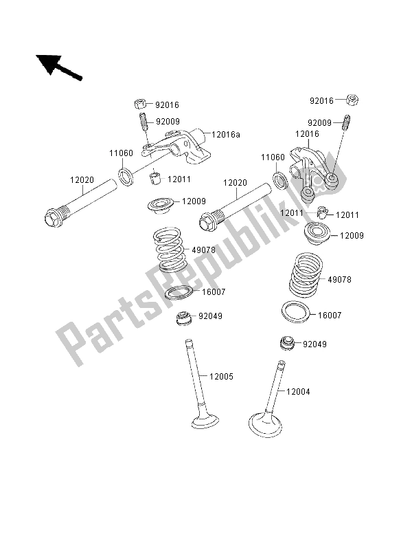 Tutte le parti per il Valvola del Kawasaki KVF 400 4X4 2000