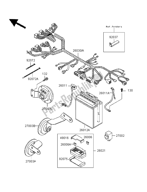 Tutte le parti per il Equipaggiamento Elettrico Del Telaio del Kawasaki EL 252 1997