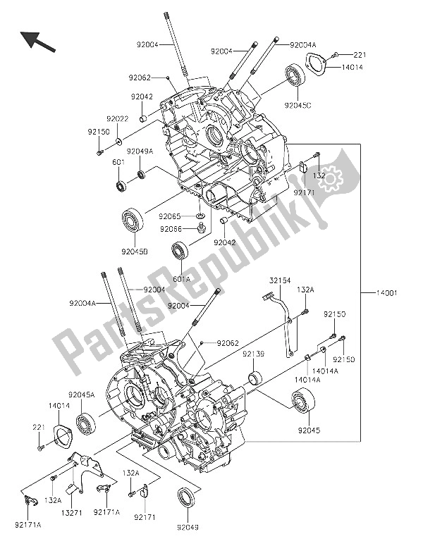 All parts for the Crankcase of the Kawasaki Vulcan 900 Classic 2016