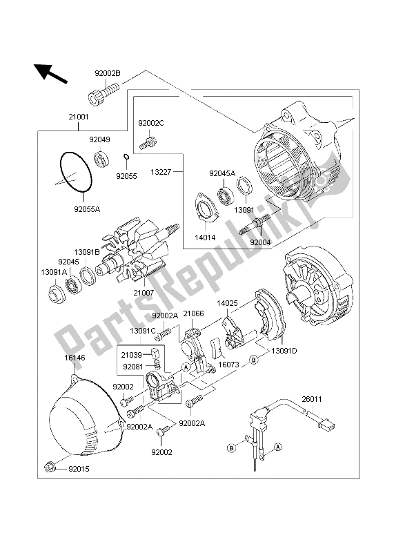 Alle onderdelen voor de Generator van de Kawasaki 1000 GTR 1997