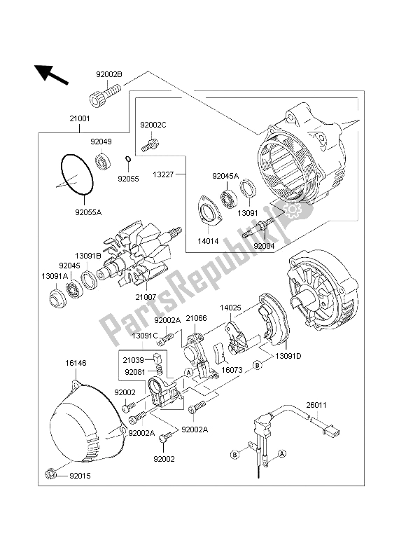 Alle onderdelen voor de Generator van de Kawasaki 1000 GTR 1997