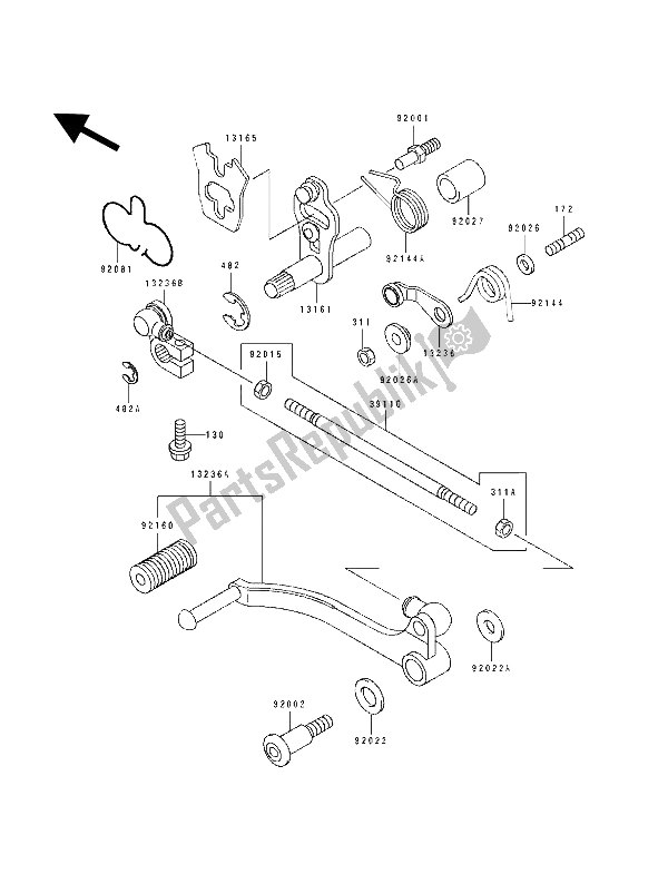 Wszystkie części do Mechanizm Zmiany Biegów Kawasaki GPZ 500S 1992