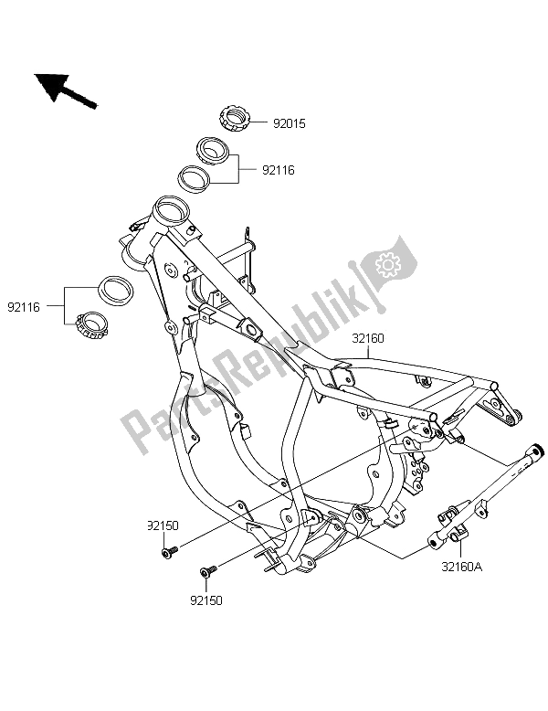 Tutte le parti per il Telaio del Kawasaki KX 65 2009