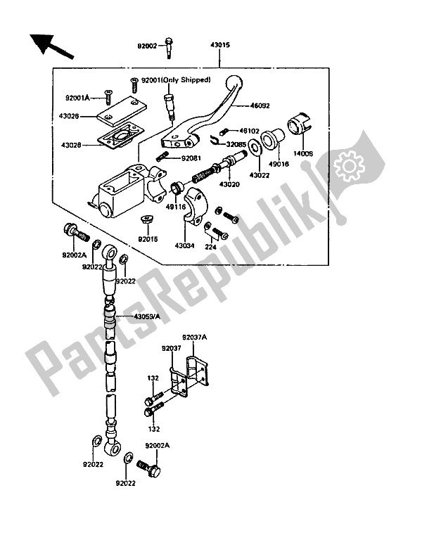 All parts for the Front Master Cylinder of the Kawasaki KDX 200 1988