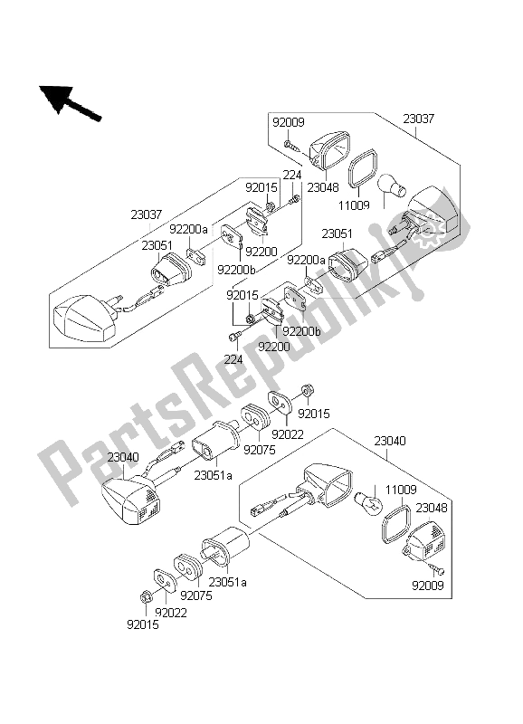 All parts for the Turn Signals of the Kawasaki ZR 7S 750 2001