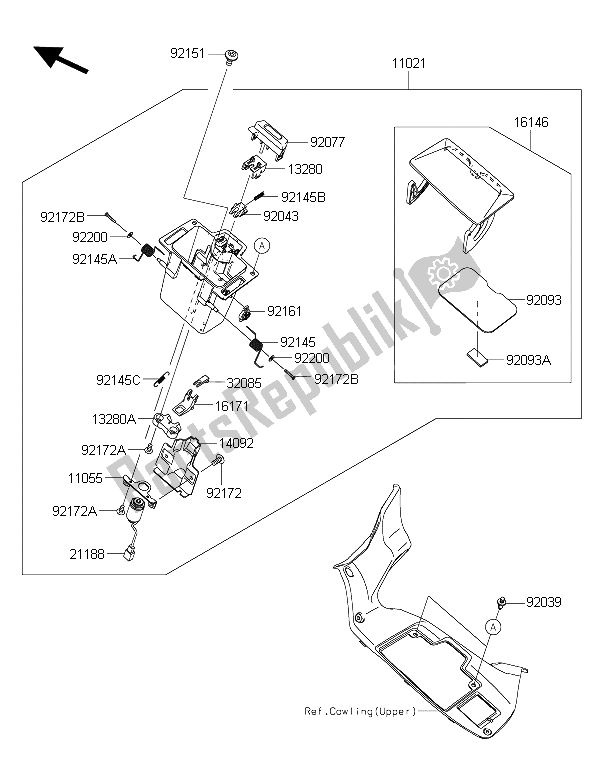 All parts for the Front Box of the Kawasaki 1400 GTR ABS 2016