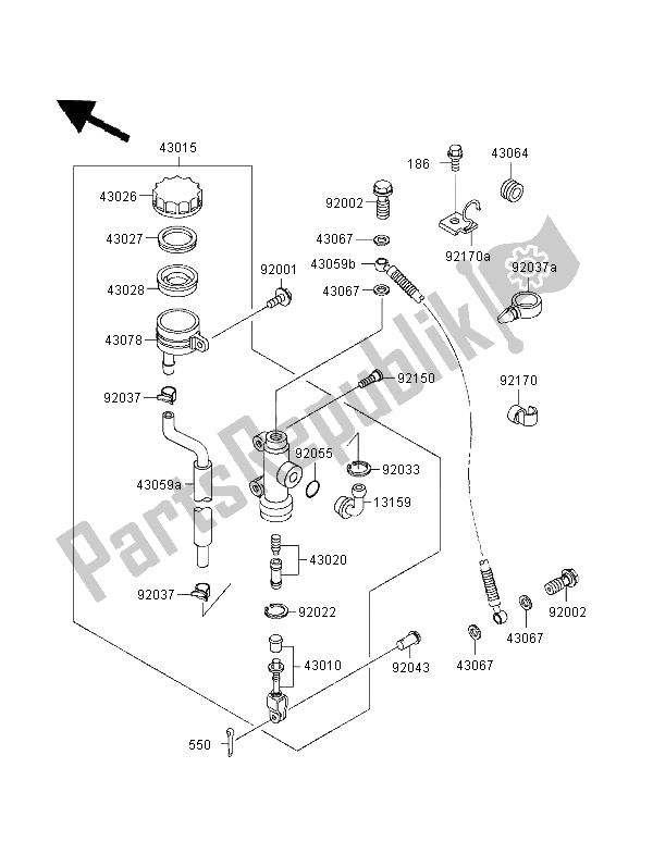 All parts for the Rear Master Cylinder of the Kawasaki ZXR 400 1997